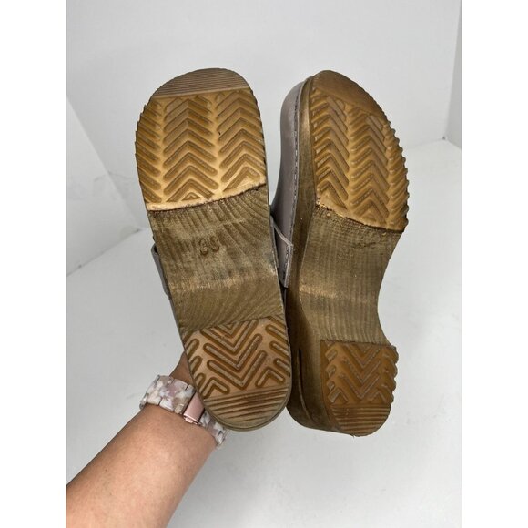 Sanita the original Danish Clogs Wood Bottom Gray Leather Size 39 US 8.5/9 - Picture 6 of 6